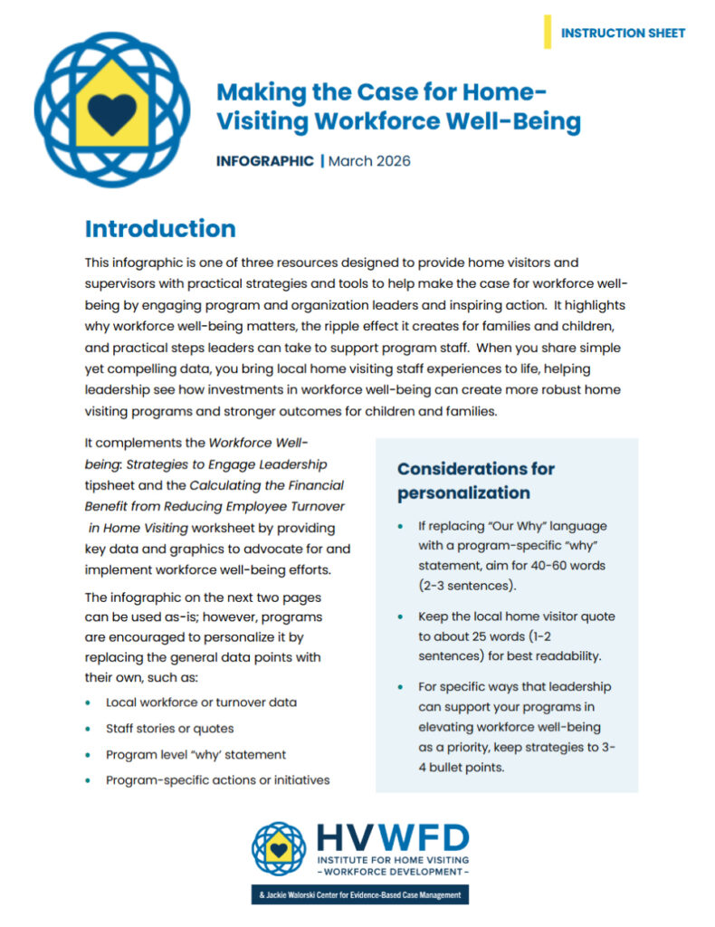 Cover page for Making the Case for Home Visiting Workforce Well-being Inforgraphic
