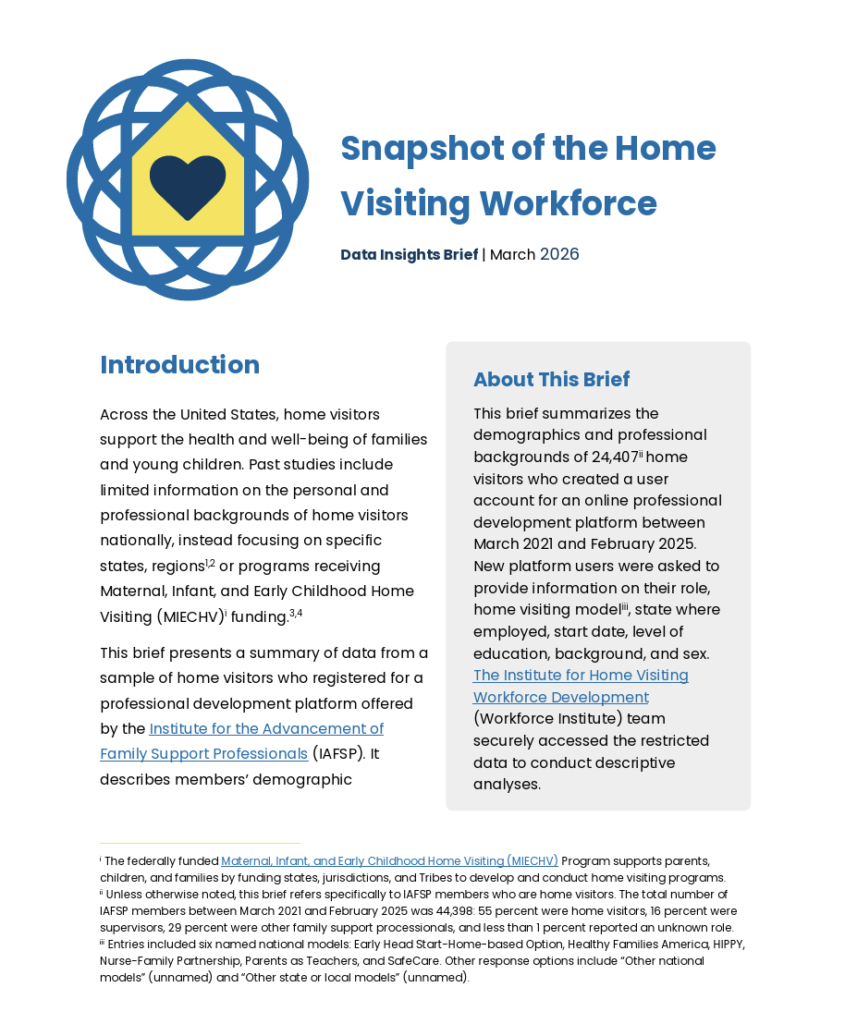 cover page for snapshot of the home visiting workforce