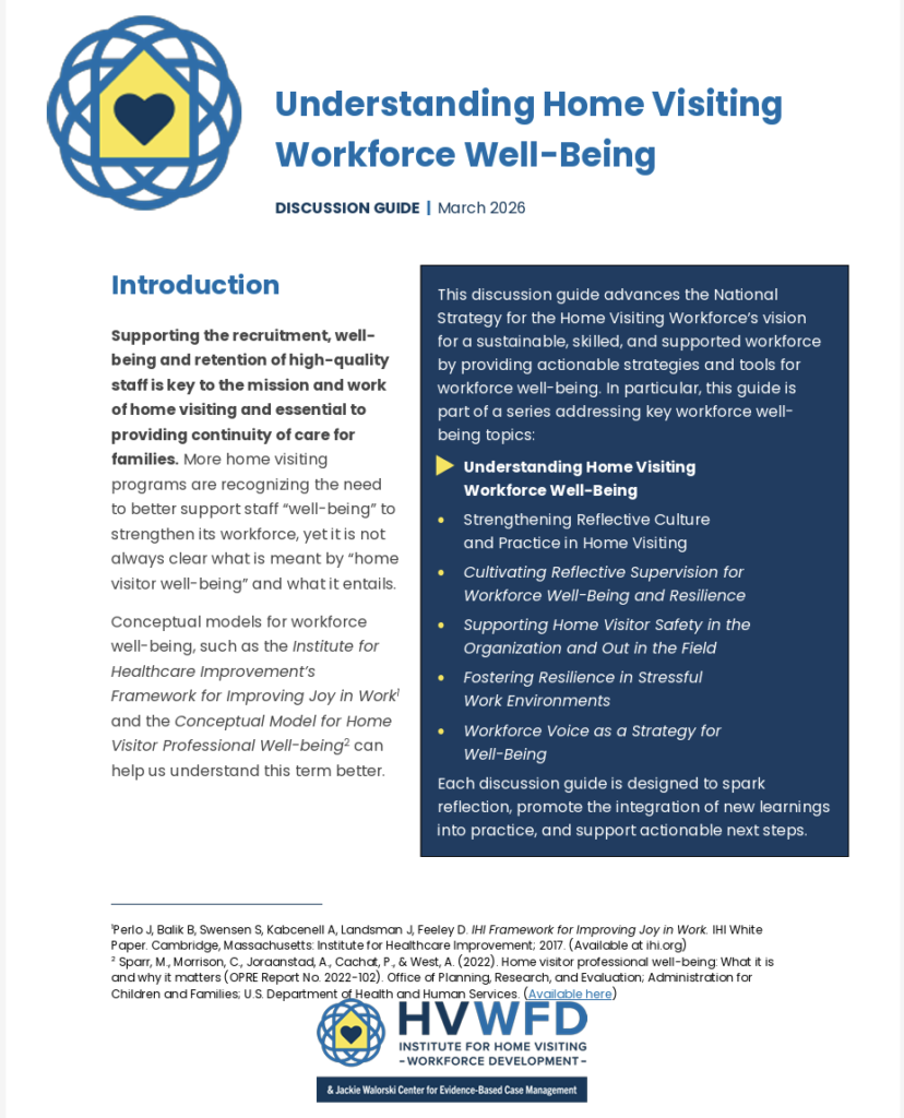 Discussion guide titled “Understanding Home Visiting Workforce Well-Being.”