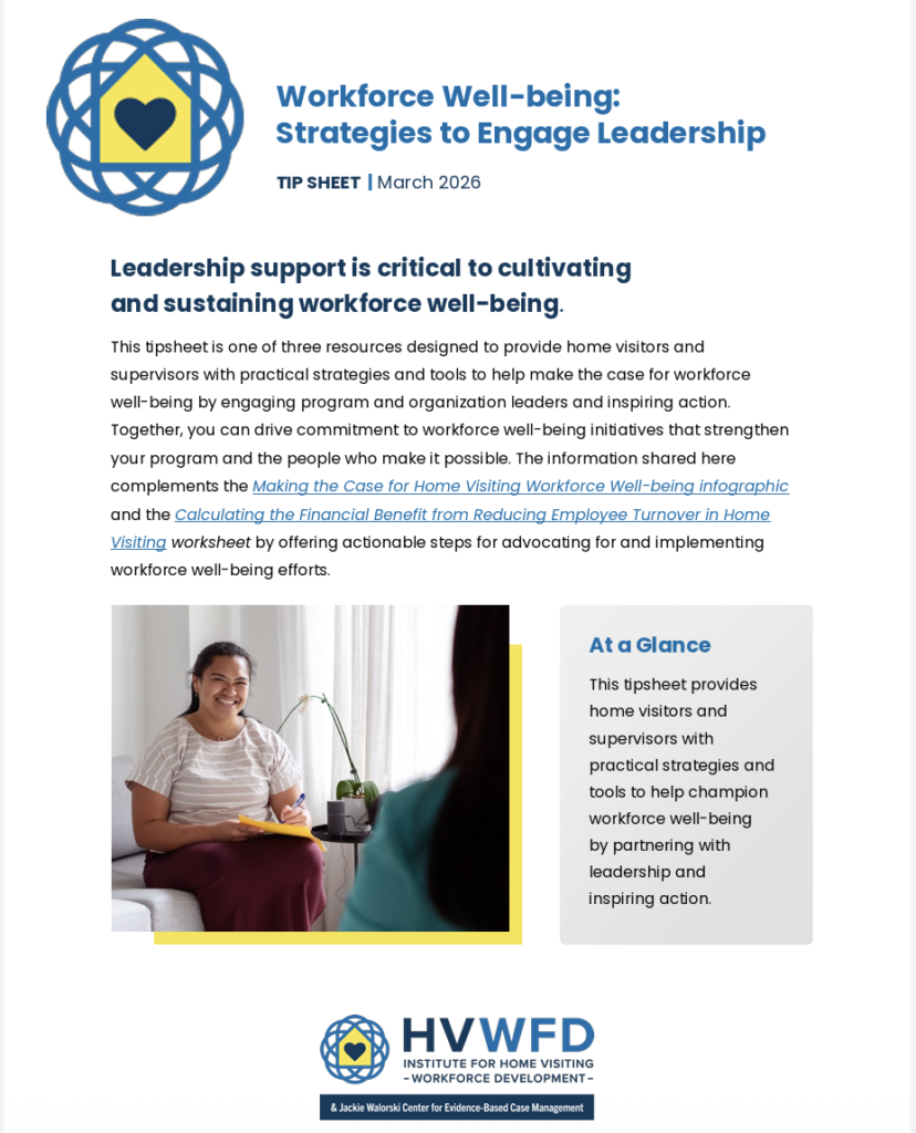 Cover of a March 2026 tip sheet titled “Workforce Well-being: Strategies to Engage Leadership,”